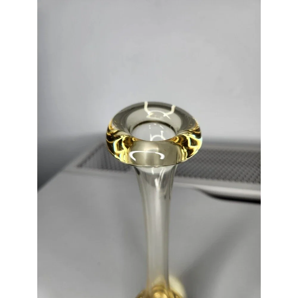 VASE VINAGE ART GLASS SWEDEN BY ASEDA YELLOW CLEAR BUBBLES JACK IN THE PULPIT